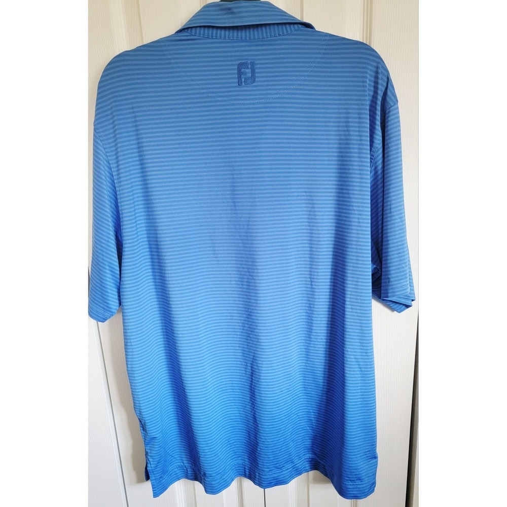 FootJoy Mens L Blue Striped Short Sleeve Golf‎ Polo Shirt Large FLCC Winged Foot - Picture 7 of 11